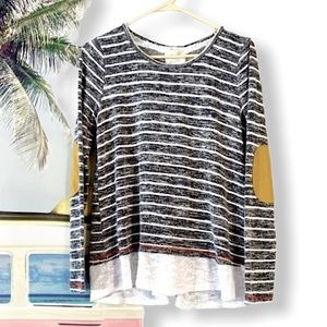 ❣️🌻Anthropologie Elbow Patch Striped Top